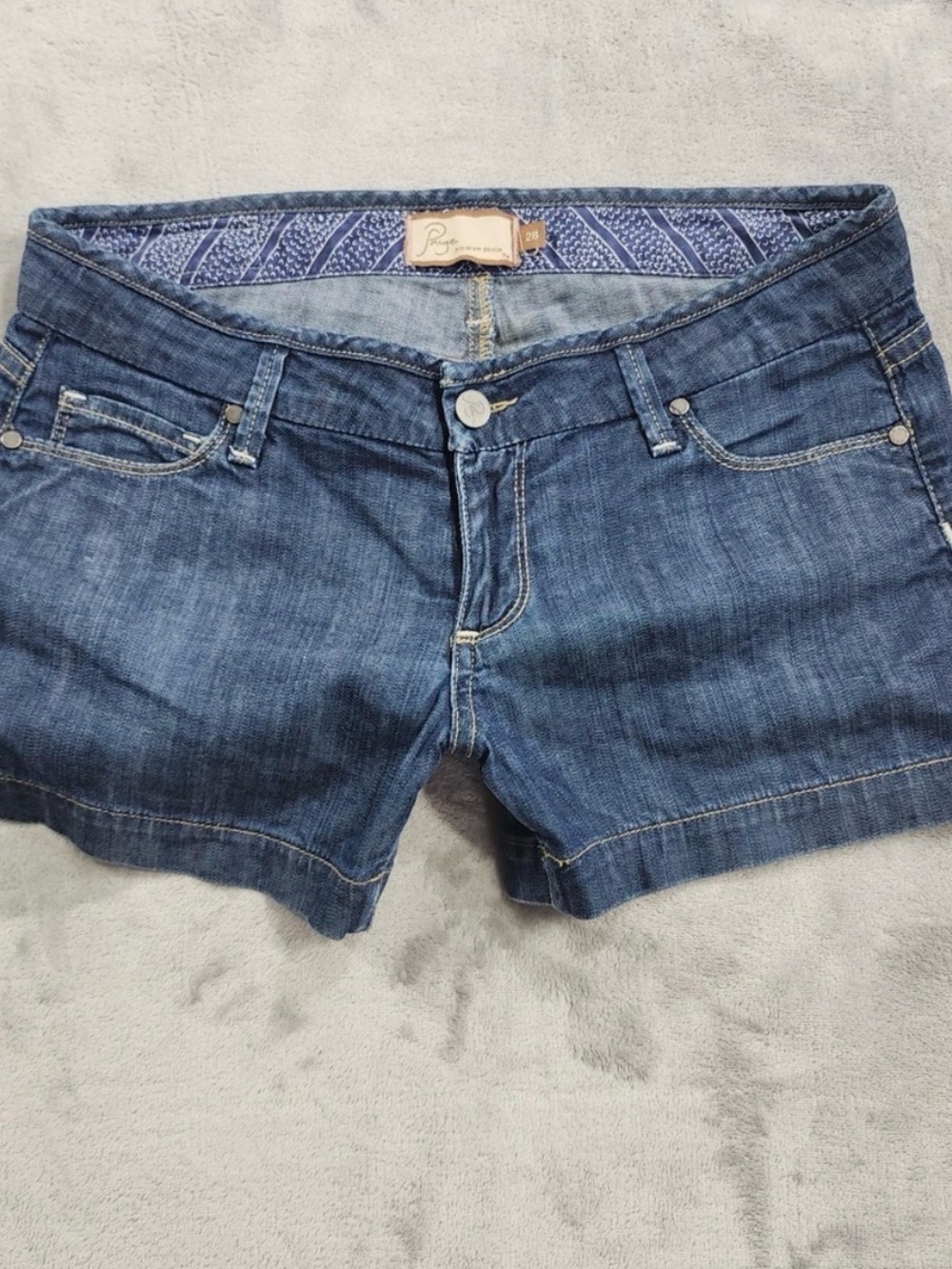Paige Shorts Womens 28 Blue Canyon Low Rise Denim 5 Pocket Stretch Casual Summer